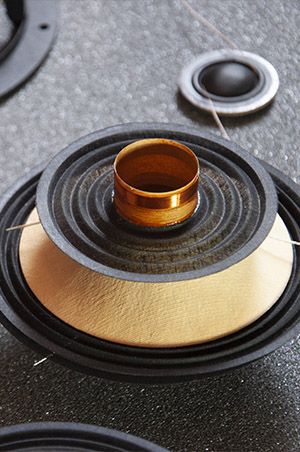 Manufacturing stage of Contrast audio home speaker systems.